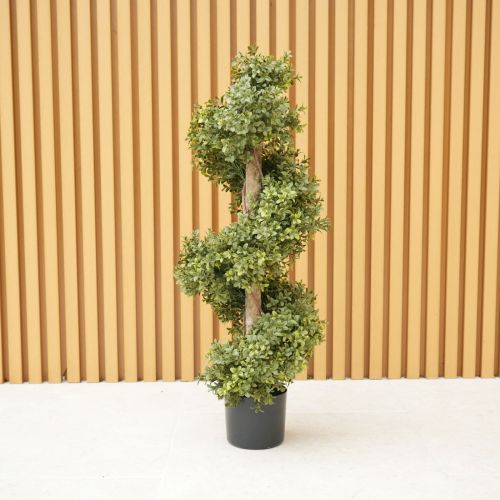 3ft (90cm) Artificial Boxwood Spiral Topiary (UV Protected)