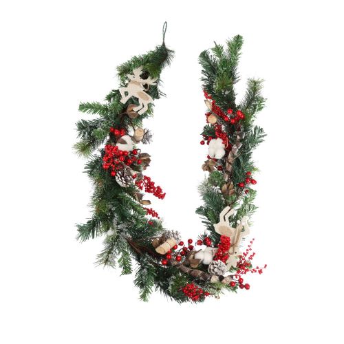 6ft (180cm) Garland with Berries and Deer